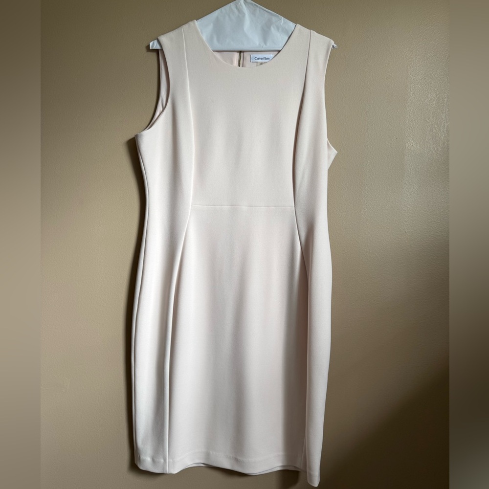 Calvin Klein Cream Light Pink Dress Size 14